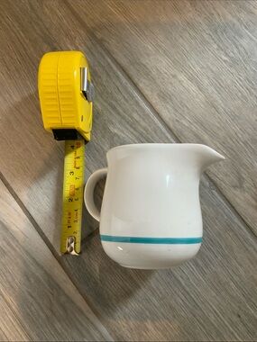 White Ceramic Creamer with Aqua Stripe